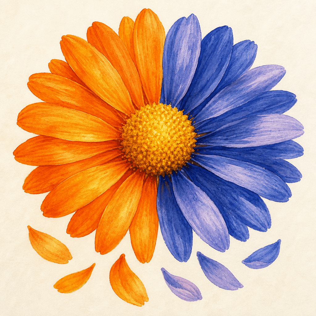 A daisy whose petals fan out into audio waveforms, with a sunset arrow gently arcing downward — Daisy is on its way.